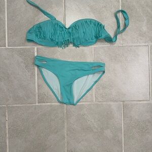 Source Unknown Blue Fringe Bikini Set